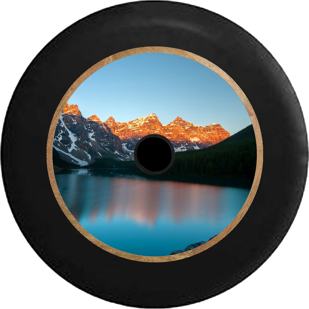 Jeep Wrangler JL Backup Camera Mountain Valley Lake Peaceful Water Scene Jeep Camper Spare Tire Cover 35 inch R176