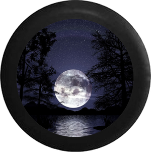 Full Moon in the Night Sky over the Ocean Jeep Camper Spare Tire Cover BLACK-CUSTOM SIZE/COLOR/INK- R243 - TireCoverPro 