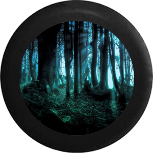 Sunlight through the Trees in Forest Nature RV Camper Spare Tire Cover-BLACK-CUSTOM SIZE/COLOR/INK - TireCoverPro 