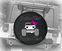 Cute Girl American Offroad Heart Eyes Bow - Personalized Spare Tire Cover
