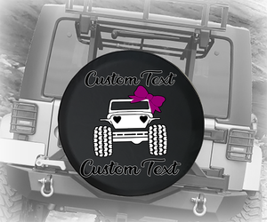 Cute Girl American Offroad Heart Eyes Bow - Personalized Spare Tire Cover