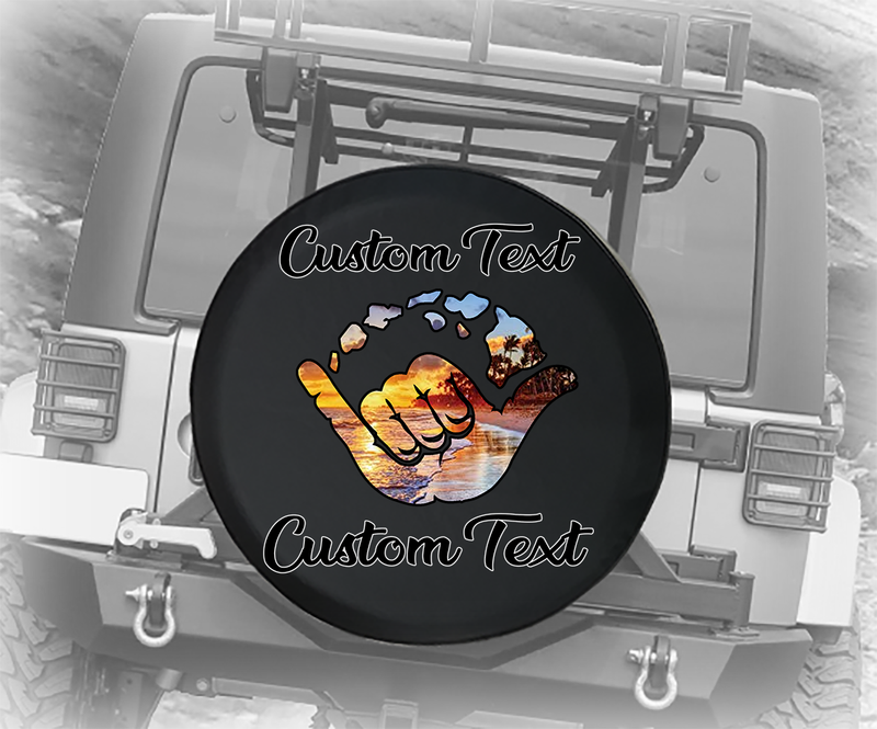 Hawaiian Sunset Tropical Beach Ocean - Personalized Spare Tire Cover