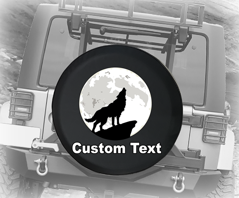 Wild Wolf Howling at Moon- Personalized Spare Tire Cover