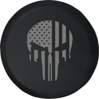 Jeep Liberty Tire Cover With American Flag Vertical Military Punisher Skull (Liberty 02-12)