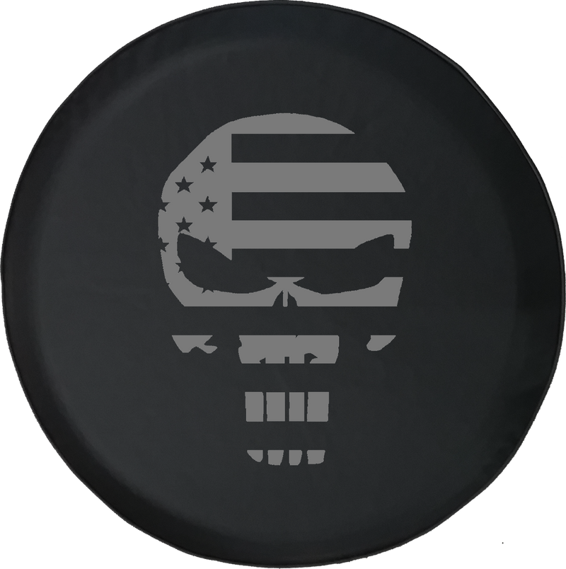 Jeep Liberty Tire Cover With American Patriot Flag Punisher Skull