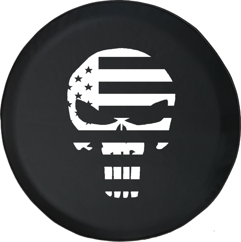 Jeep Liberty Tire Cover With American Patriot Flag Punisher Skull