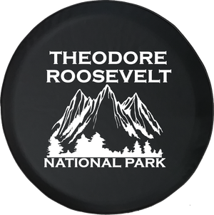 Jeep Liberty Tire Cover With Theodore Roosevelt National Park (Liberty 02-12) White Ink