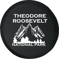 Jeep Wrangler Tire Cover With Theodore Roosevelt National Park (Wrangler JK, TJ, YJ) White Ink