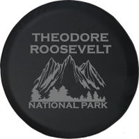 Jeep Wrangler Tire Cover With Theodore Roosevelt National Park (Wrangler JK, TJ, YJ) Grey Ink
