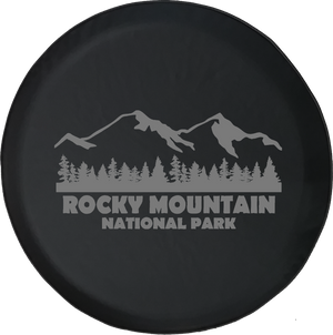 Jeep Wrangler Tire Cover With Rocky Mountain National Park (Wrangler JK, TJ, YJ) Grey Ink