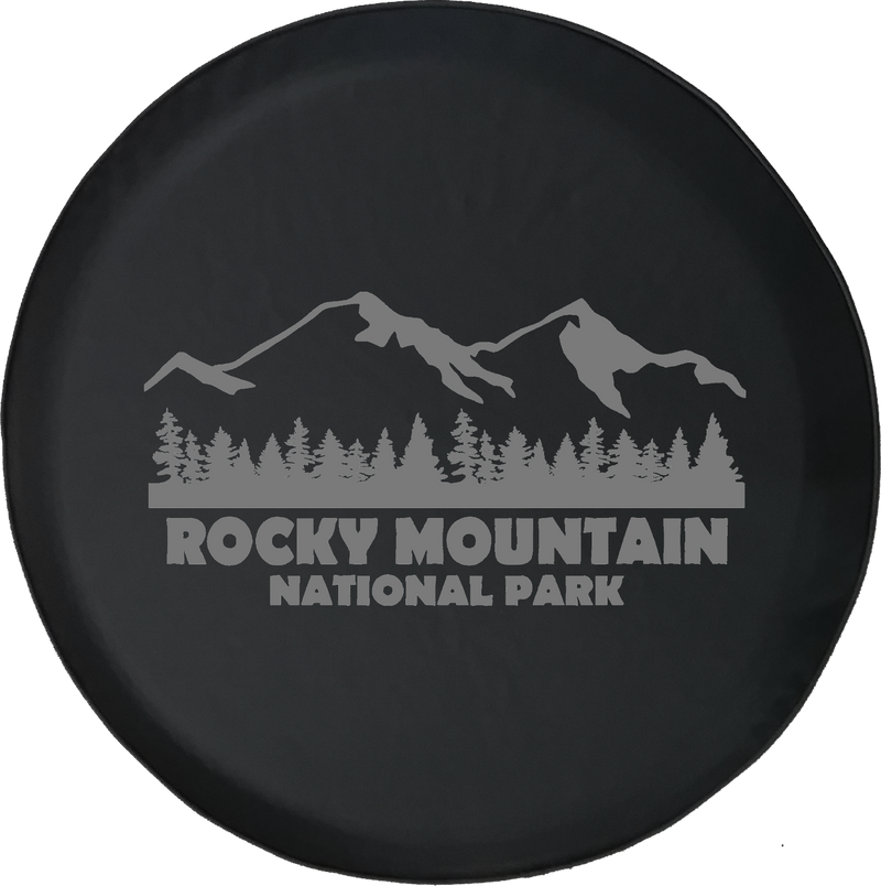 Jeep Wrangler Tire Cover With Rocky Mountain National Park (Wrangler JK, TJ, YJ) Grey Ink