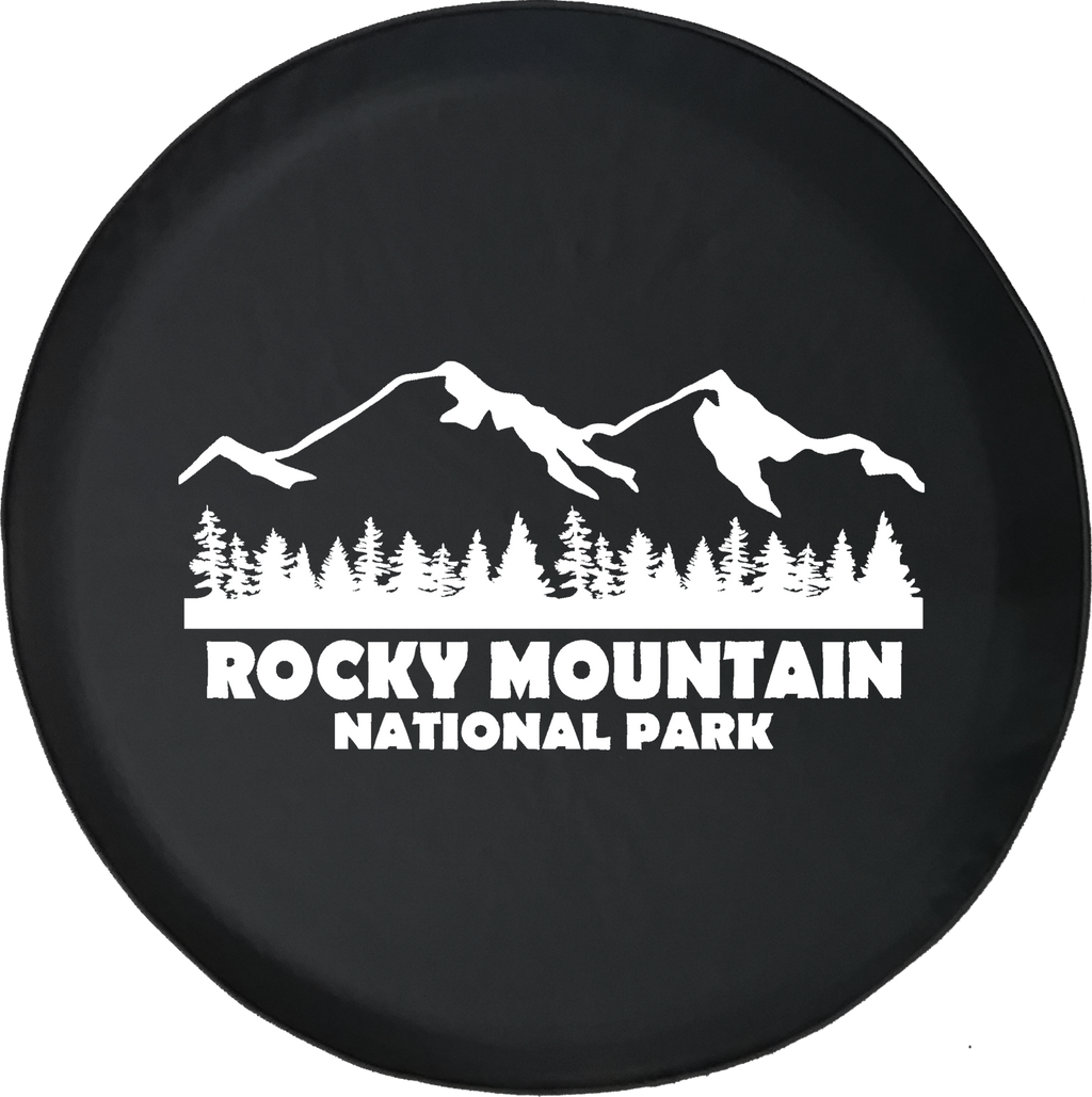 Jeep Wrangler Tire Cover With Rocky Mountain National Park (Wrangler JK, TJ, YJ) White Ink