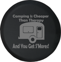 Camping is Cheaper than Therapy & You Get S'mores Offroad Jeep RV Camper Spare Tire Cover J260 - TireCoverPro 