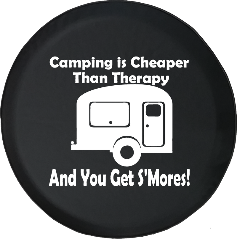 Camping is Cheaper than Therapy & You Get S'mores Offroad Jeep RV Camper Spare Tire Cover J260 - TireCoverPro 