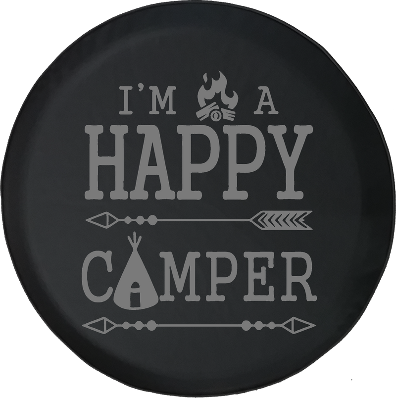 Jeep Wrangler Tire Cover With I'm A Happy Camper Print (Wrangler JK, TJ, YJ)