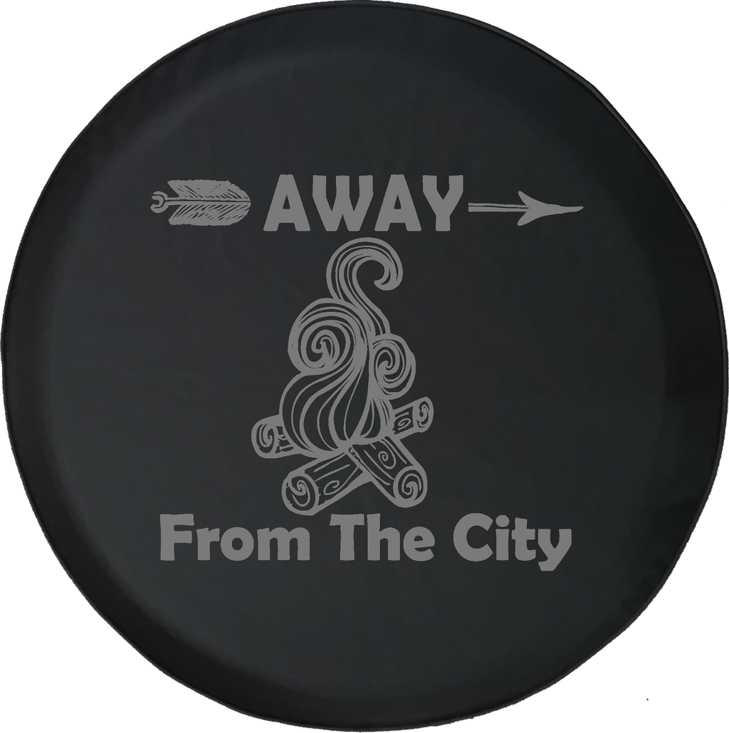 Away from the City Campfire Camping Outdoors Vacation Offroad Jeep RV Camper Spare Tire Cover J267