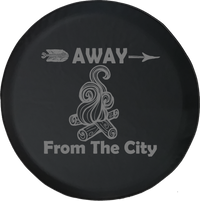 Away from the City Campfire Camping Outdoors Vacation Offroad Jeep RV Camper Spare Tire Cover J267