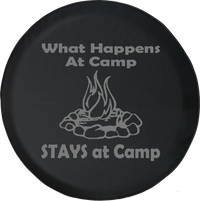 Jeep Liberty Tire Cover With What Happens at Camp Print (Liberty 02-12) - TireCoverPro 