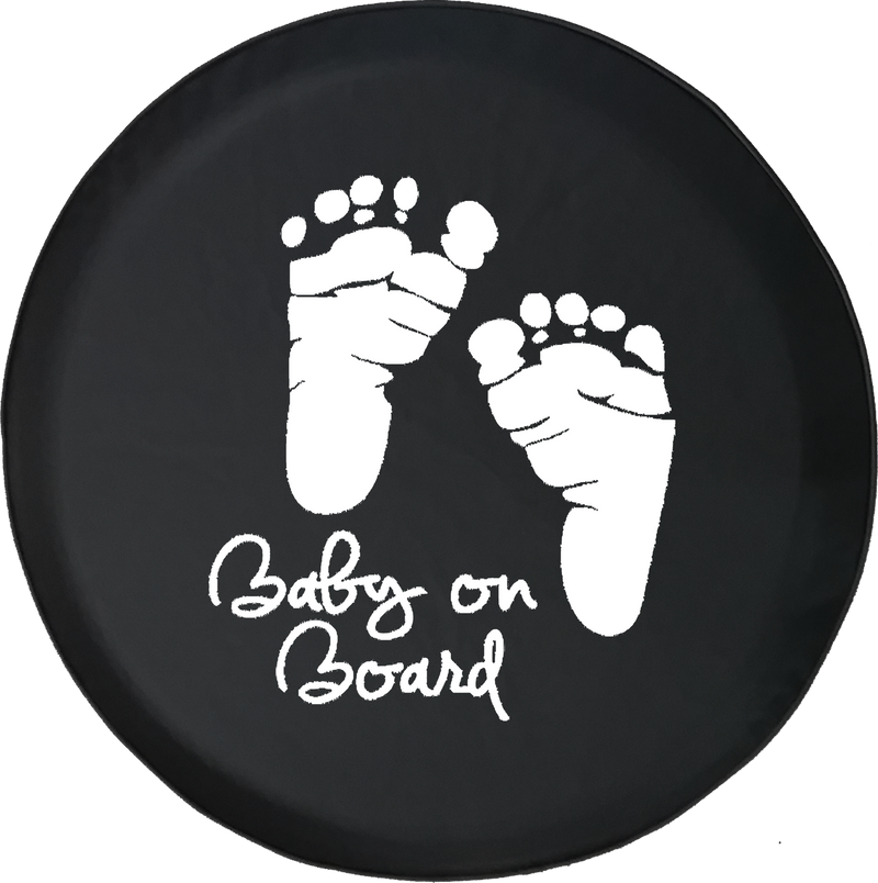 Baby on Board Foot Prints Offroad Jeep RV Camper Spare Tire Cover J328 - TireCoverPro 