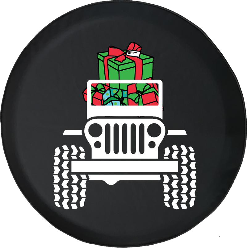 Offroad 4x4 Jeep Hauling Christmas Gifts Santa Claus Sleigh Winter Jeep Camper Spare Tire Cover - MLW125