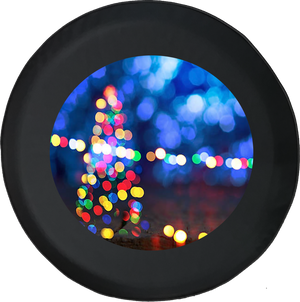 Christmas Lights Blurred into the Distance Holiday Spirit Joy Jeep Camper Spare Tire Cover - MLW129