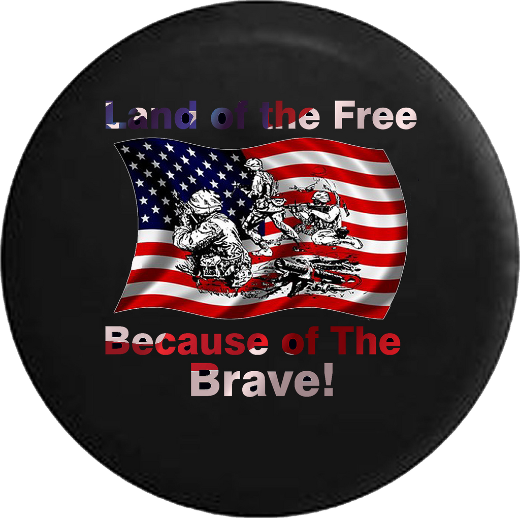 Jeep Wrangler Tire Cover With Free Land Because of Brave (Wrangler JK, TJ, YJ) SKU-P130 - TireCoverPro 
