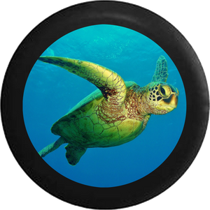 Full Color Endangered Sea Turtle Carribean Ocean Life Jeep Jeep Camper Spare Tire Cover BLACK-CUSTOM SIZE/COLOR/INK- R103 - TireCoverPro 
