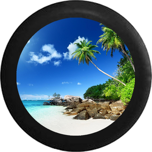 Jeep Liberty Tire Cover With Tropical Beach View Print (Liberty 02-12) - TireCoverPro 