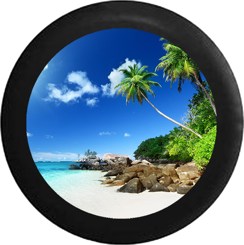 Jeep Liberty Tire Cover With Tropical Beach View Print (Liberty 02-12) - TireCoverPro 
