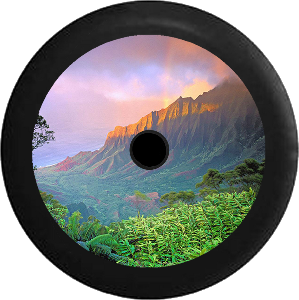 Jeep Wrangler JL Backup Camera Mountain Sunset Skyline River fading into Desert Jeep Camper Spare Tire Cover 35 inch R110