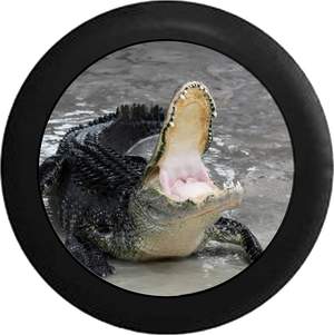 Alligator Crocodile Mouth Open Feeding Time Jeep Camper Spare Tire Cover BLACK-CUSTOM SIZE/COLOR/INK- R120 - TireCoverPro 