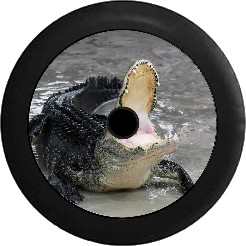 Jeep Wrangler JL Backup Camera Alligator Crocodile Mouth Open Feeding Time Jeep Camper Spare Tire Cover 35 inch R120