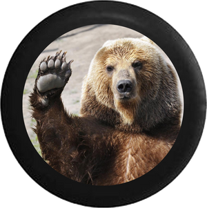Waving Brown Grizzly Bear Paw Wave Wildlife Jeep Camper Spare Tire Cover BLACK-CUSTOM SIZE/COLOR/INK- R126 - TireCoverPro 