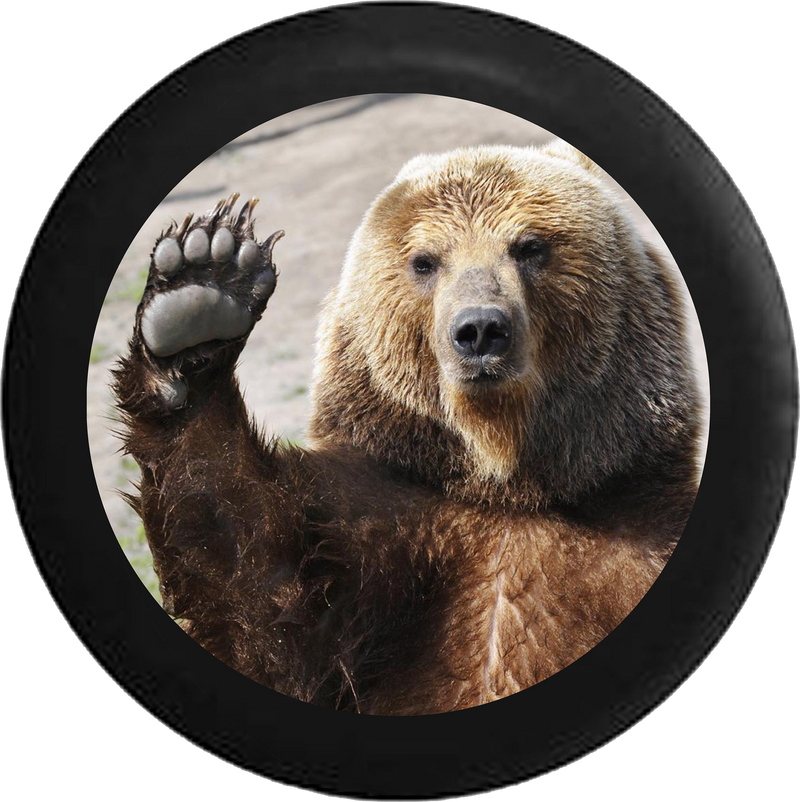Waving Brown Grizzly Bear Paw Wave Wildlife Jeep Camper Spare Tire Cover BLACK-CUSTOM SIZE/COLOR/INK- R126 - TireCoverPro 