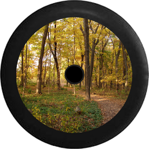 Jeep Wrangler JL Backup Camera Autumn Trees Jeep Camper Spare Tire Cover 35 inch R129