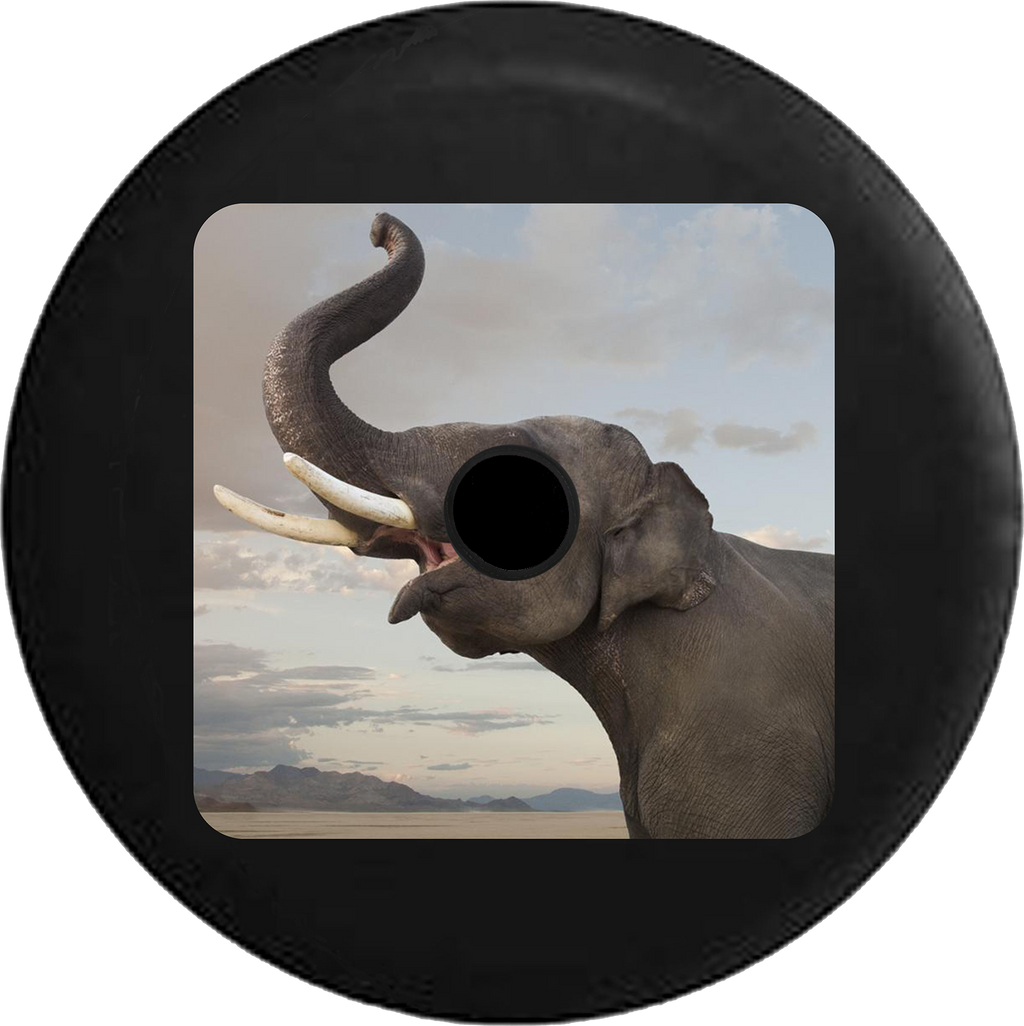 Jeep Wrangler JL Backup Camera African Grey Eleplant Trunk Up Safari Jeep Camper Spare Tire Cover 35 inch R136