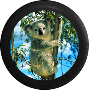 Koala Bear in Bamboo Tree Endangered Species Jeep Camper Spare Tire Cover BLACK-CUSTOM SIZE/COLOR/INK- R146 - TireCoverPro 