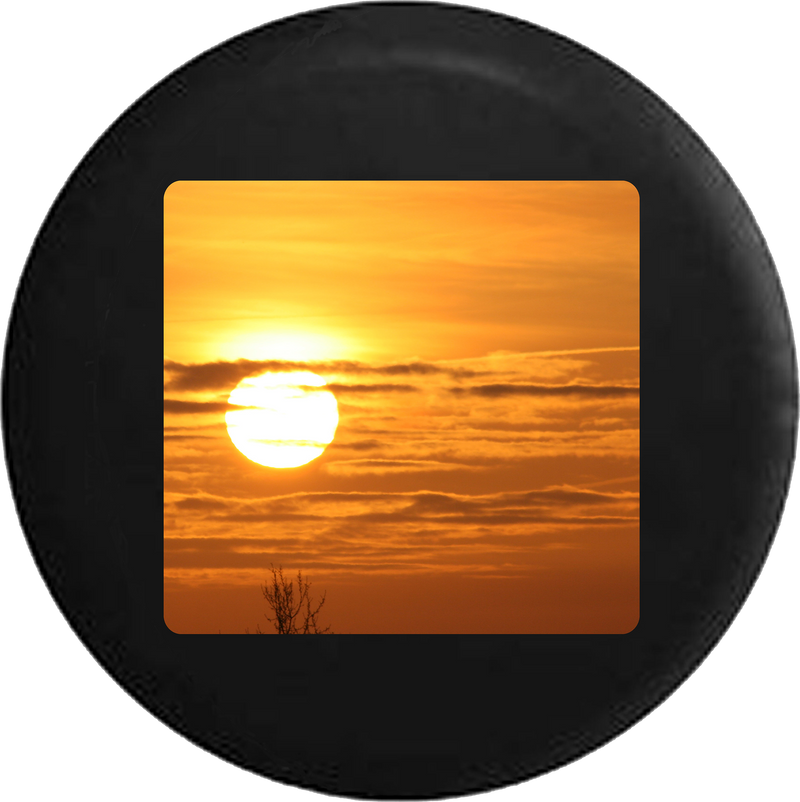 Sunrise Sunset Golden Sky and Clouds Jeep Camper Spare Tire Cover BLACK-CUSTOM SIZE/COLOR/INK- R155 - TireCoverPro 