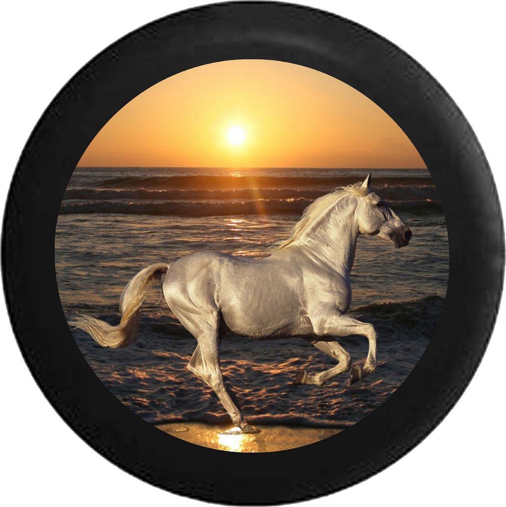 Jeep Liberty Tire Cover With White Horse Print (Liberty 02-12) - TireCoverPro 