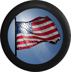 Jeep Liberty Tire Cover With American Flag Waving (Liberty 02-12) - TireCoverPro 