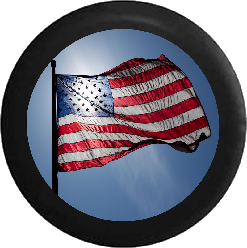 Jeep Liberty Tire Cover With American Flag Waving (Liberty 02-12) - TireCoverPro 