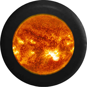 Close up of the Sun with Solar Flares Jeep Camper Spare Tire Cover BLACK-CUSTOM SIZE/COLOR/INK- R172 - TireCoverPro 