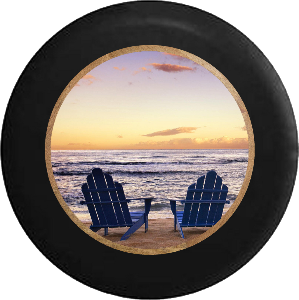 Jeep Wrangler Tire Cover With Blue Beach Chairs (Wrangler JK, TJ, YJ)