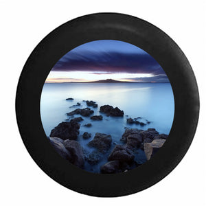 Stone Path into the Foggy Ocean Water Scenic Sky RV Camper Spare Tire Cover-BLACK-CUSTOM SIZE/COLOR/INK - TireCoverPro 