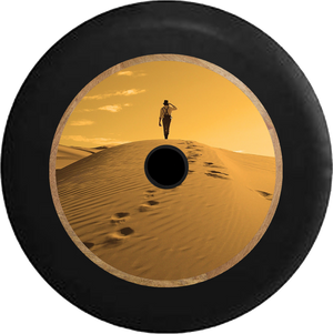 Jeep Wrangler JL Backup Camera Desert Walk thru the Sahara to the Oasis Jeep Camper Spare Tire Cover 35 inch R204