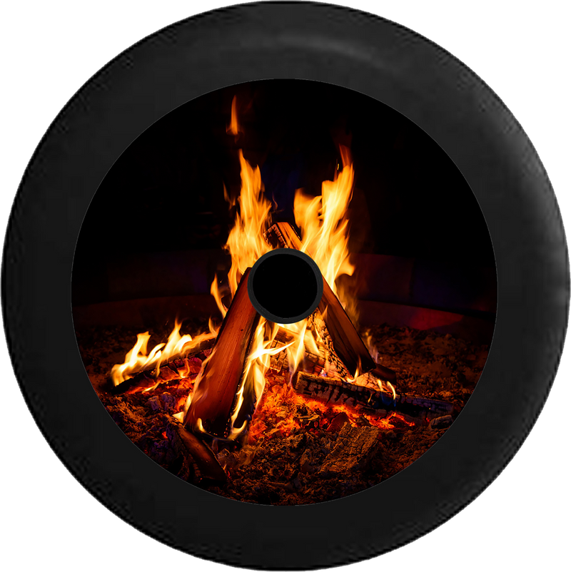 Jeep Wrangler JL Backup Camera Cracking Campfire with Full Flames Jeep Camper Spare Tire Cover 35 inch R221
