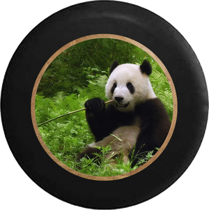 Lazy Panda Chewing on Bamboo Jeep Camper Spare Tire Cover BLACK-CUSTOM SIZE/COLOR/INK- R232 - TireCoverPro 