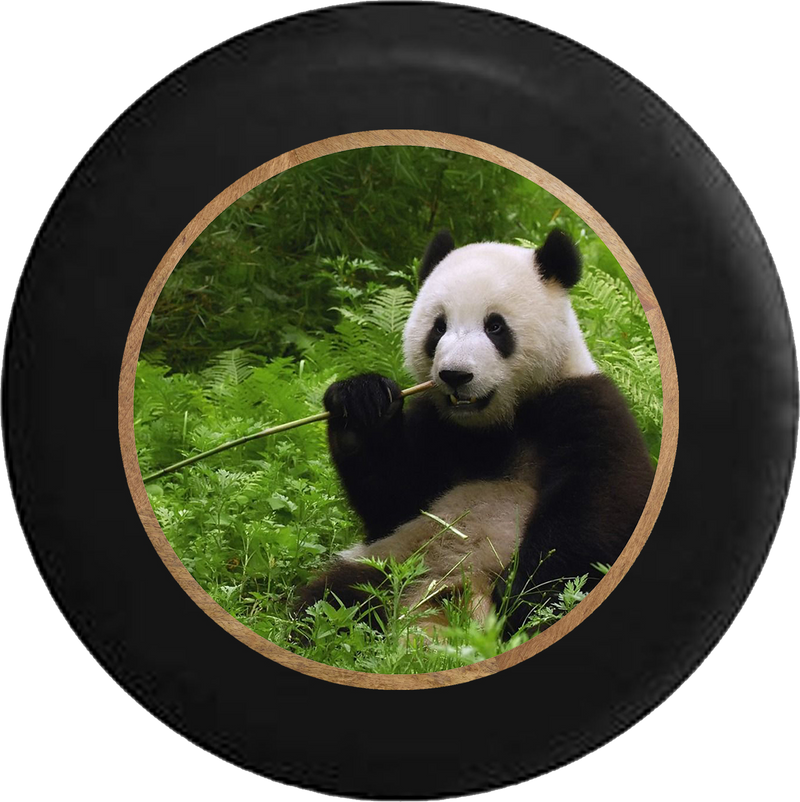 Lazy Panda Chewing on Bamboo Jeep Camper Spare Tire Cover BLACK-CUSTOM SIZE/COLOR/INK- R232 - TireCoverPro 