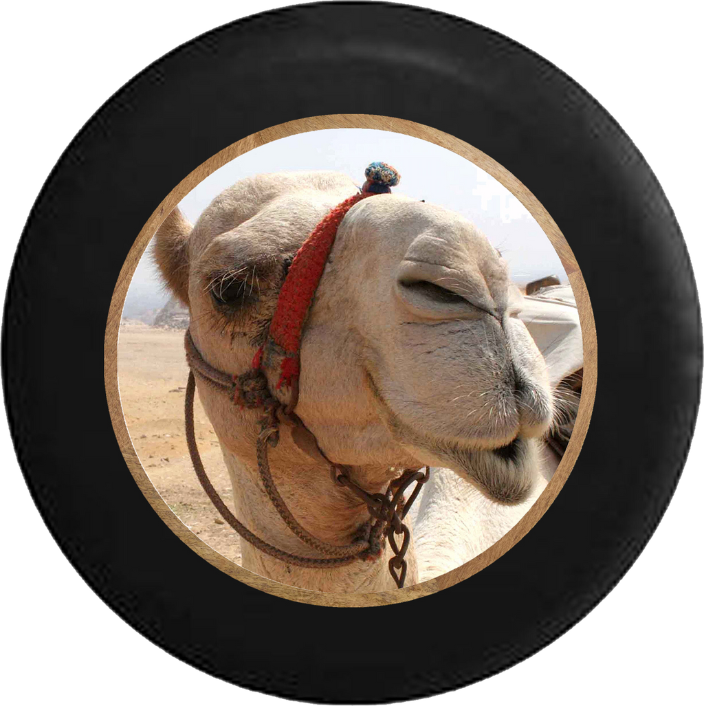 Desert Camel Closeup Jeep Camper Spare Tire Cover BLACK-CUSTOM SIZE/COLOR/INK- R240 - TireCoverPro 