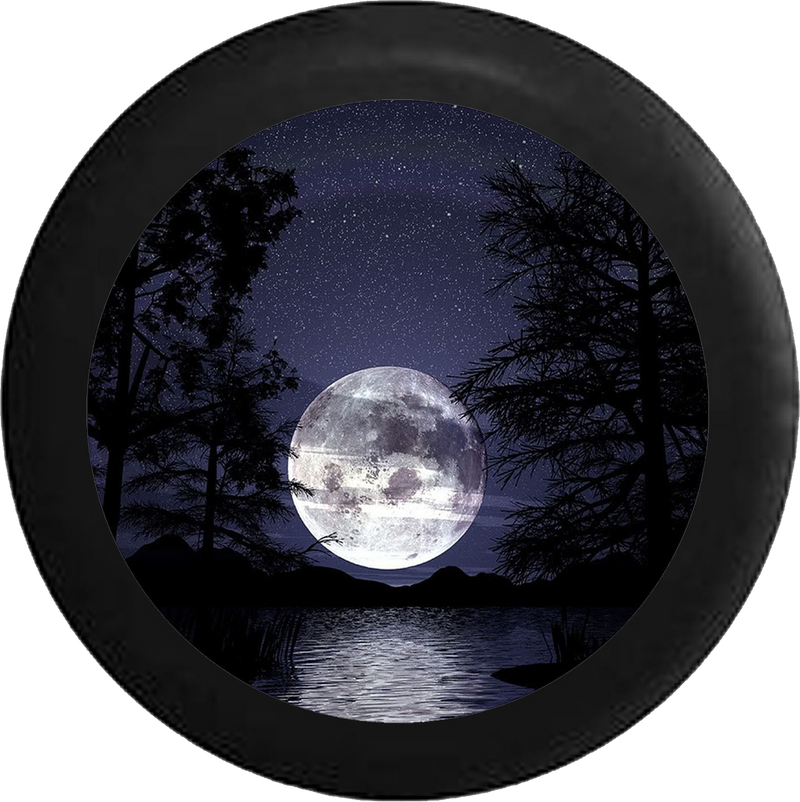 Full Moon in the Night Sky over the Ocean Jeep Camper Spare Tire Cover BLACK-CUSTOM SIZE/COLOR/INK- R243 - TireCoverPro 